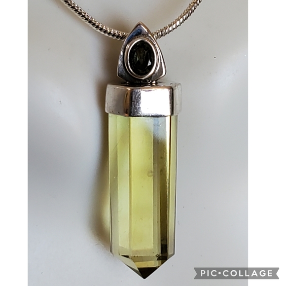 Jewelry - Genuine Lemon Topaz & Czech Moldavite Pendant Necklace